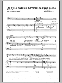 page one of Je Suis Jalouz De Vous Et Je Vous Aime (Piano & Vocal)