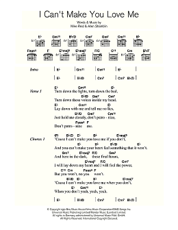 page one of I Can't Make You Love Me (Guitar Chords/Lyrics)