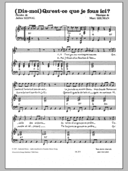 page one of Dis Mou Qu'est Ce Que Je Fois Ici (Piano & Vocal)