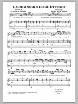 page one of La Chambre Du Guetteur (Piano & Vocal)