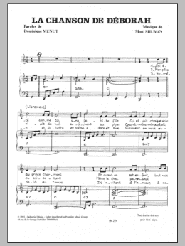 page one of Chanson De Deborah (Piano & Vocal)