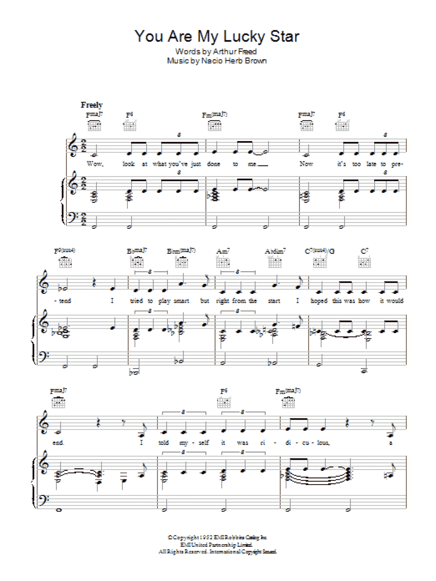 You Are My Lucky Star (Piano, Vocal & Guitar Chords)