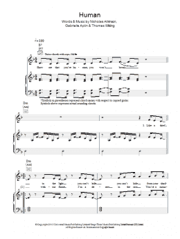page one of Human (Piano, Vocal & Guitar Chords)