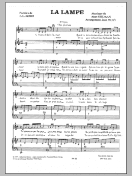 page one of La Lampe (Piano & Vocal)