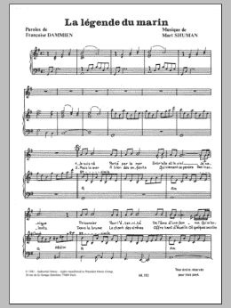 page one of La Legende Du Marin (Piano & Vocal)