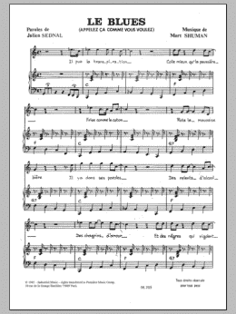 page one of Le Blues (Piano & Vocal)