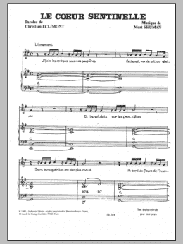 page one of Le Coeur Sentinelle (Piano & Vocal)