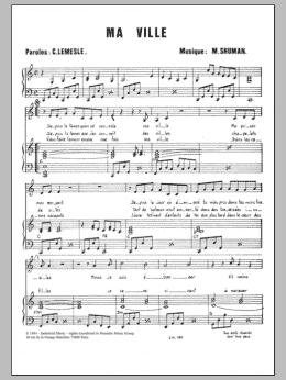 page one of Ma Ville (Piano & Vocal)
