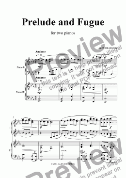 page one of Prelude and Fugue for Two Pianos