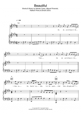 page one of Beautiful (featuring Miguel) (Piano, Vocal & Guitar Chords)
