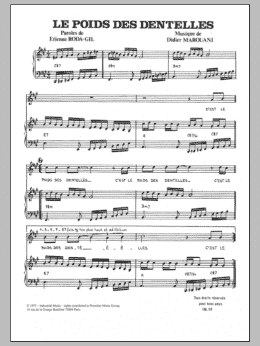 page one of Le Poids Des Dentelles (Piano & Vocal)