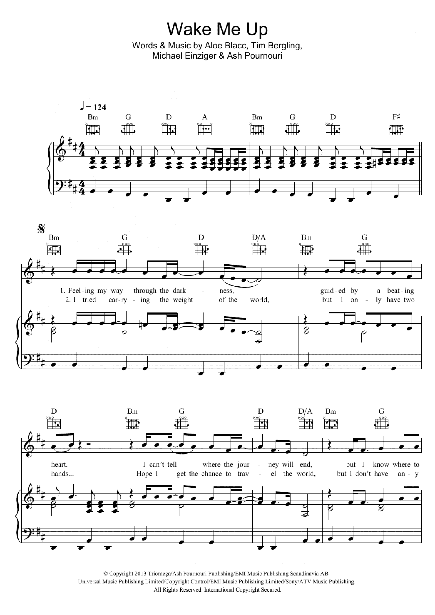Wake Me Up (Piano, Vocal & Guitar Chords (Right-Hand Melody))