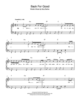 page one of Back For Good (Beginner Piano (Abridged))