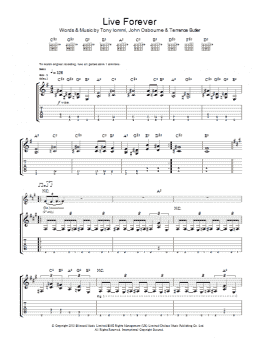 page one of Live Forever (Guitar Tab)