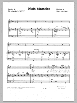 page one of Nuit Blanche (Piano & Vocal)