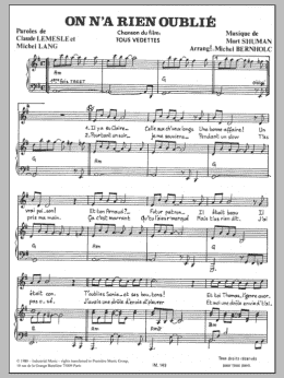 page one of On N'a Rien Oublie (Piano & Vocal)