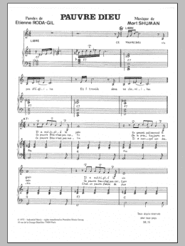 page one of Pauvre Dieu (Piano & Vocal)