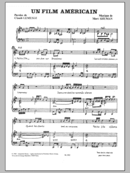 page one of Un Film American (Piano & Vocal)