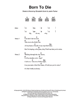 page one of Born To Die (Guitar Chords/Lyrics)