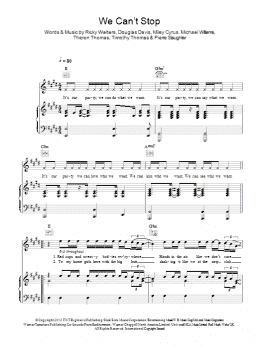 page one of We Can't Stop (Piano, Vocal & Guitar Chords)