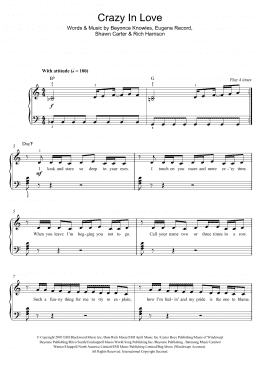 page one of Crazy In Love (Beginner Piano (Abridged))