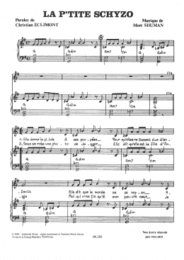 page one of La P'tite Schyzo (Piano & Vocal)
