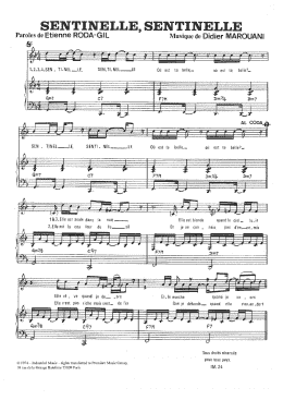 page one of Sentinelle, Sentinelle (Piano & Vocal)