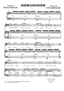 page one of Sigmaringen (Piano & Vocal)