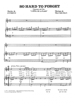 page one of So Hard To Forget (Piano & Vocal)