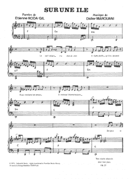page one of Sur Une Ile (Piano & Vocal)