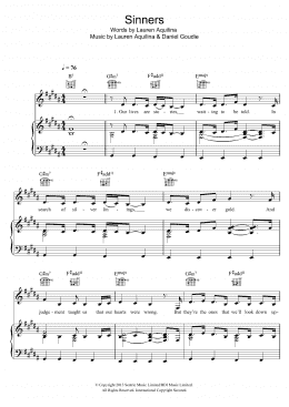 page one of Sinners (Piano, Vocal & Guitar Chords)
