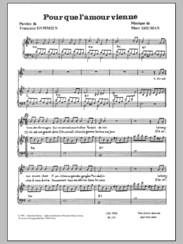 page one of Pour Que L'amour Vienne (Piano & Vocal)