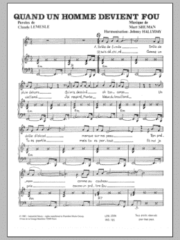 page one of Quand Un Homme Devient Fou (Piano & Vocal)
