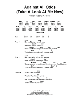 page one of Against All Odds (Take A Look At Me Now) (Guitar Chords/Lyrics)