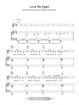 page one of Love Me Again (Piano, Vocal & Guitar Chords)