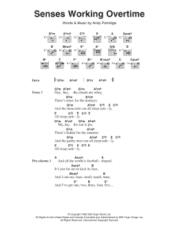 page one of Senses Working Overtime (Guitar Chords/Lyrics)