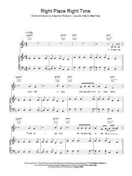 page one of Right Place Right Time (Piano, Vocal & Guitar Chords)