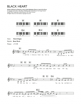 page one of Black Heart (Piano Chords/Lyrics)