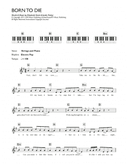 page one of Born To Die (Piano Chords/Lyrics)