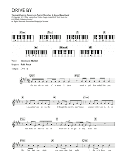 page one of Drive By (Piano Chords/Lyrics)