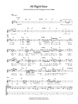 page one of All Right Now (Bass Guitar Tab)