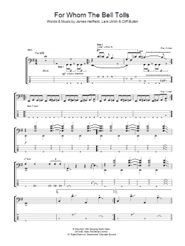 page one of For Whom The Bell Tolls (Bass Guitar Tab)