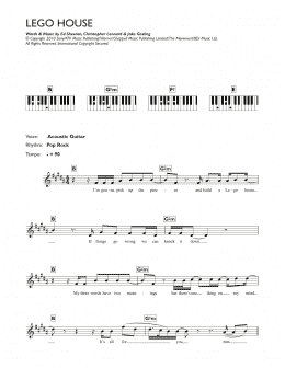 page one of Lego House (Piano Chords/Lyrics)