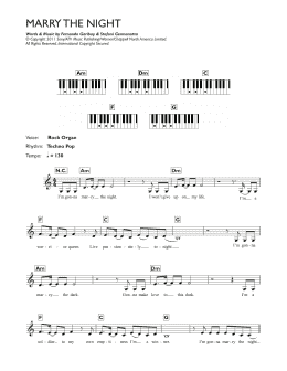 page one of Marry The Night (Piano Chords/Lyrics)