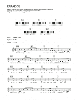 page one of Paradise (Piano Chords/Lyrics)