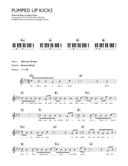 page one of Pumped Up Kicks (Piano Chords/Lyrics)