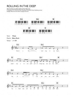 page one of Rolling In The Deep (Piano Chords/Lyrics)