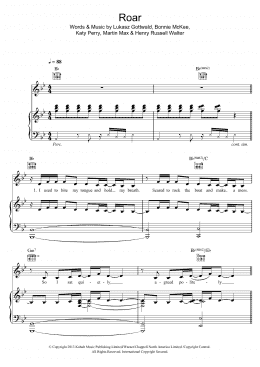 page one of Roar (Piano, Vocal & Guitar Chords (Right-Hand Melody))
