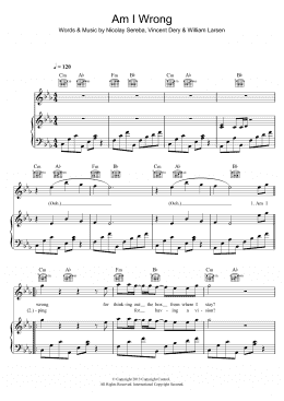 page one of Am I Wrong (Piano, Vocal & Guitar Chords)