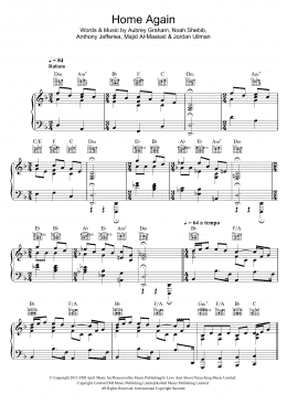 page one of Home Again (Piano, Vocal & Guitar Chords)